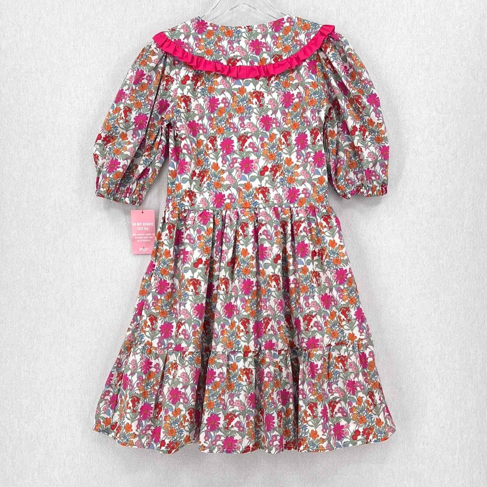 MOLBY THE LABEL Bertie Mini Dress Women UK6 US2 Floral Ruffle Collar Puff Sleeve - Picture 2 of 16